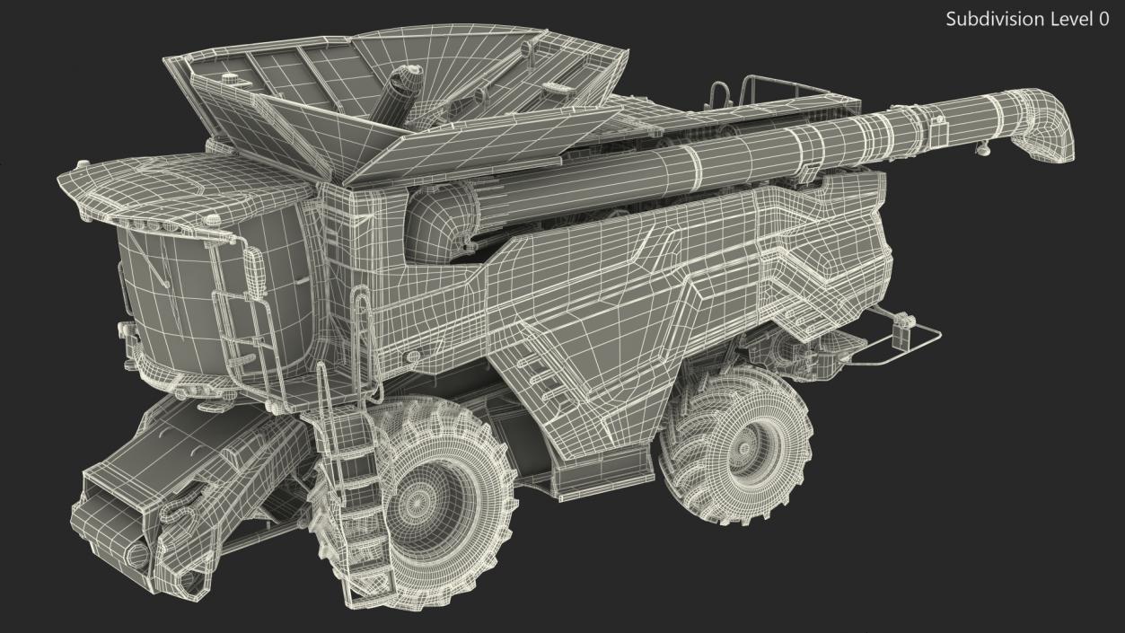 3D model Harvester MF Ideal without Header Rigged