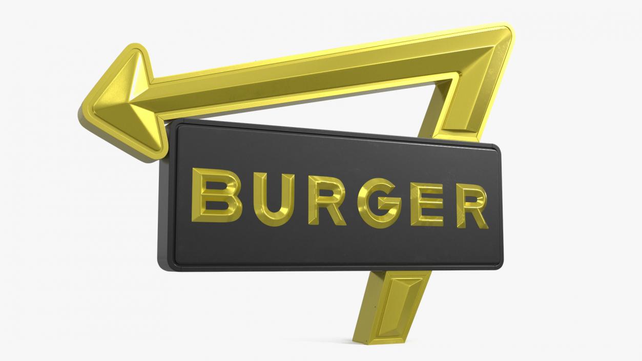 Black Gold Burger Sign 3D