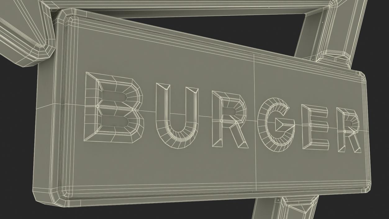 Black Gold Burger Sign 3D