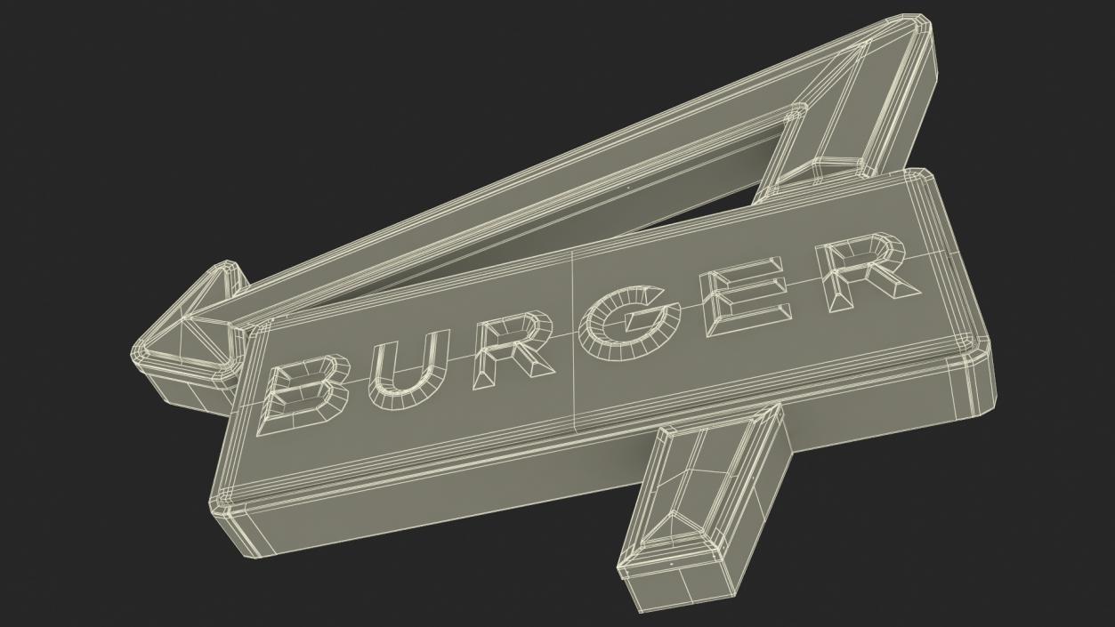 Black Gold Burger Sign 3D