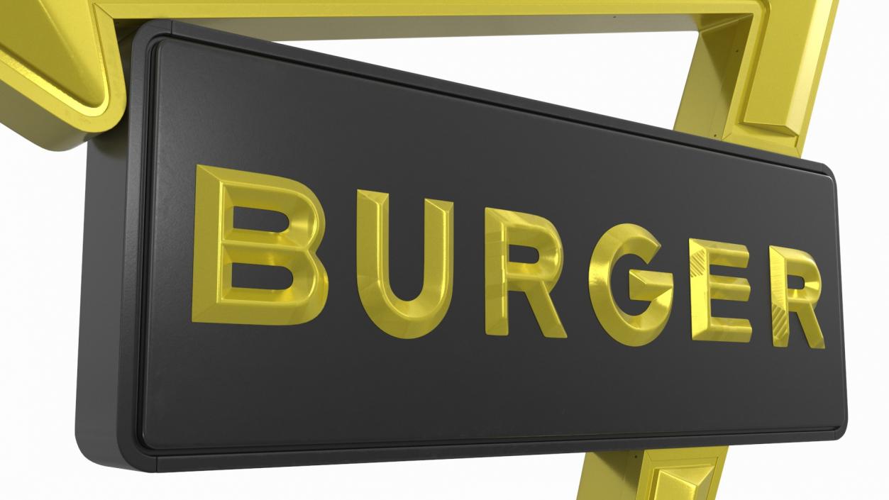 Black Gold Burger Sign 3D