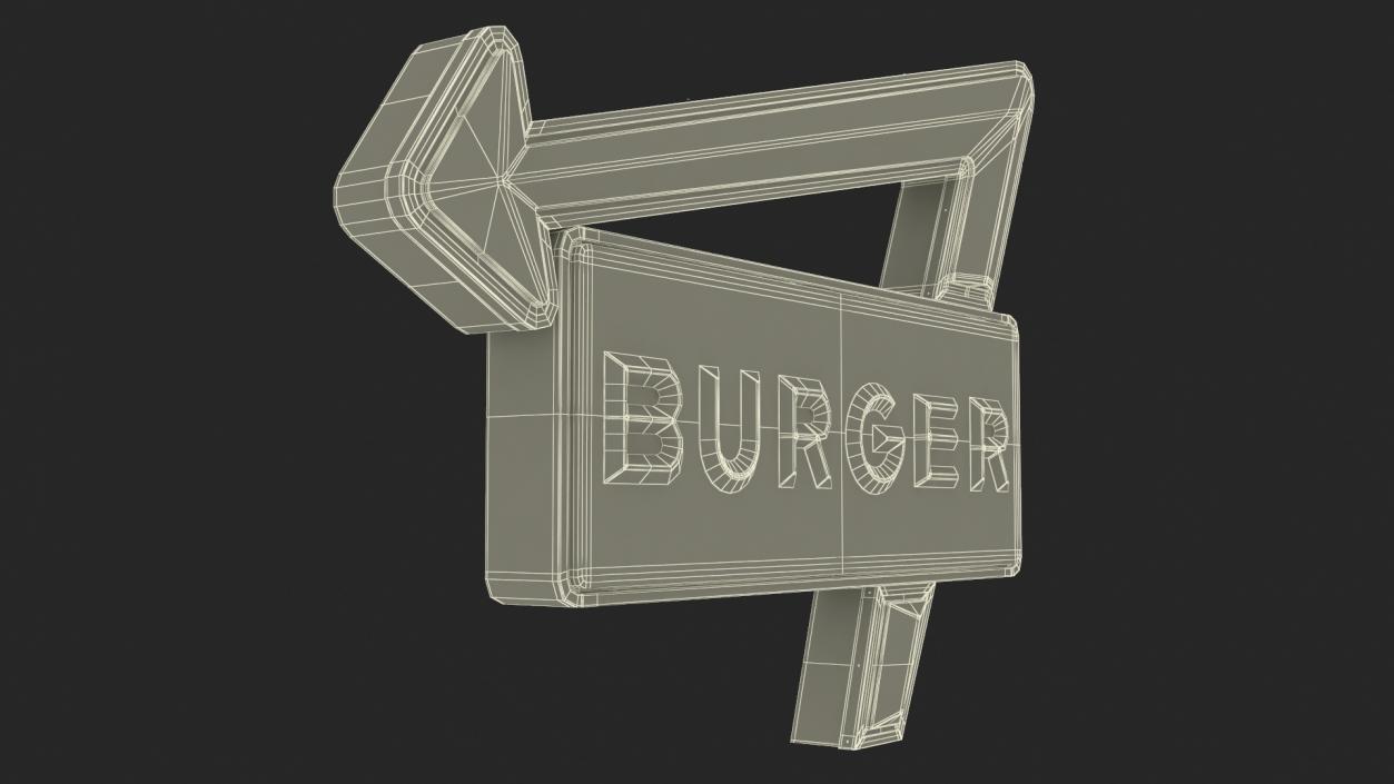 Black Gold Burger Sign 3D