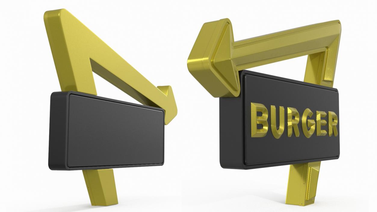 Black Gold Burger Sign 3D