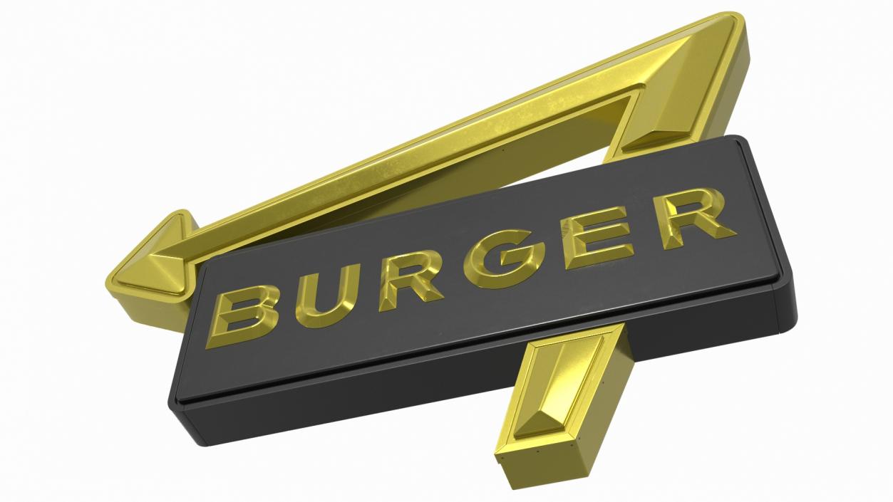 Black Gold Burger Sign 3D