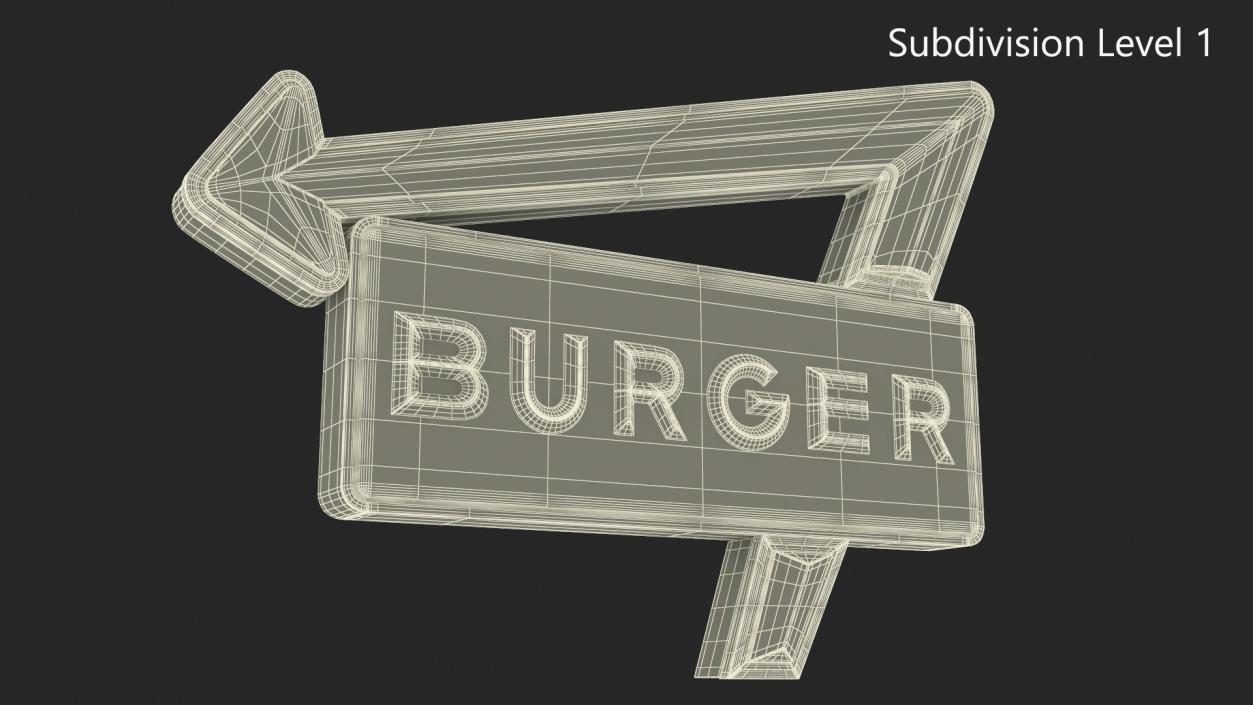 Black Gold Burger Sign 3D