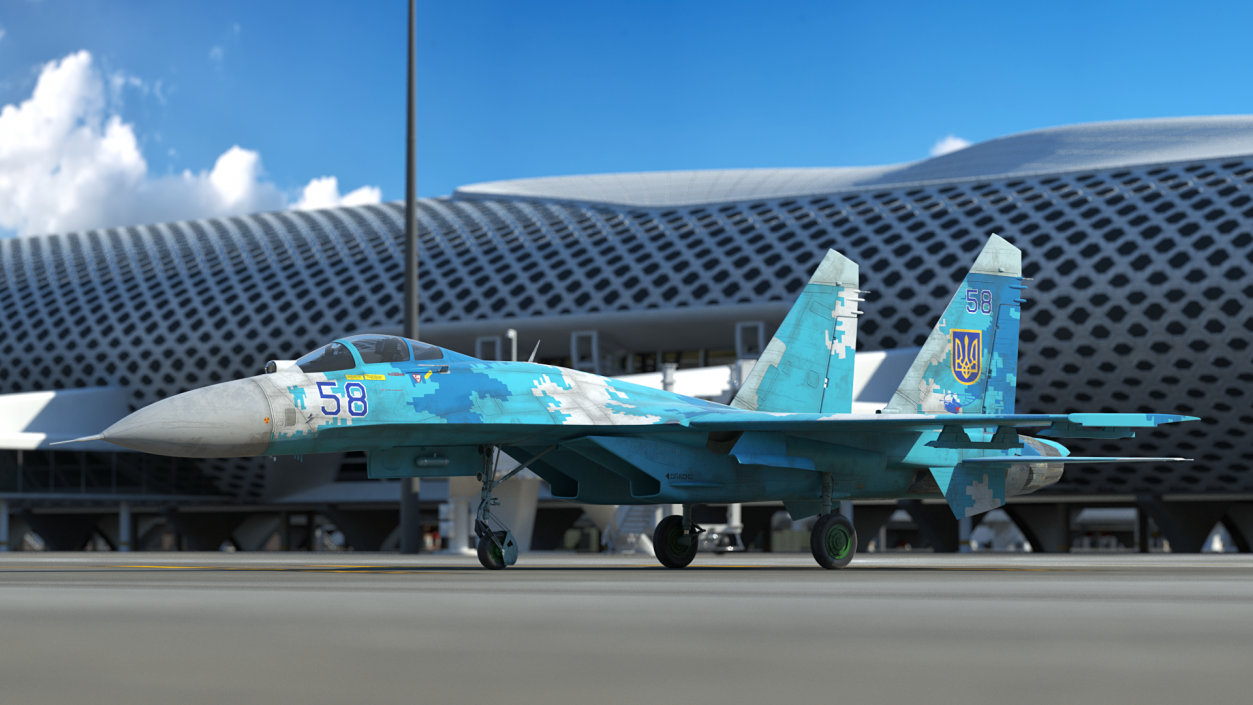 Ukrainian Air Force Sukhoi Su-27 Flanker Old 3D model