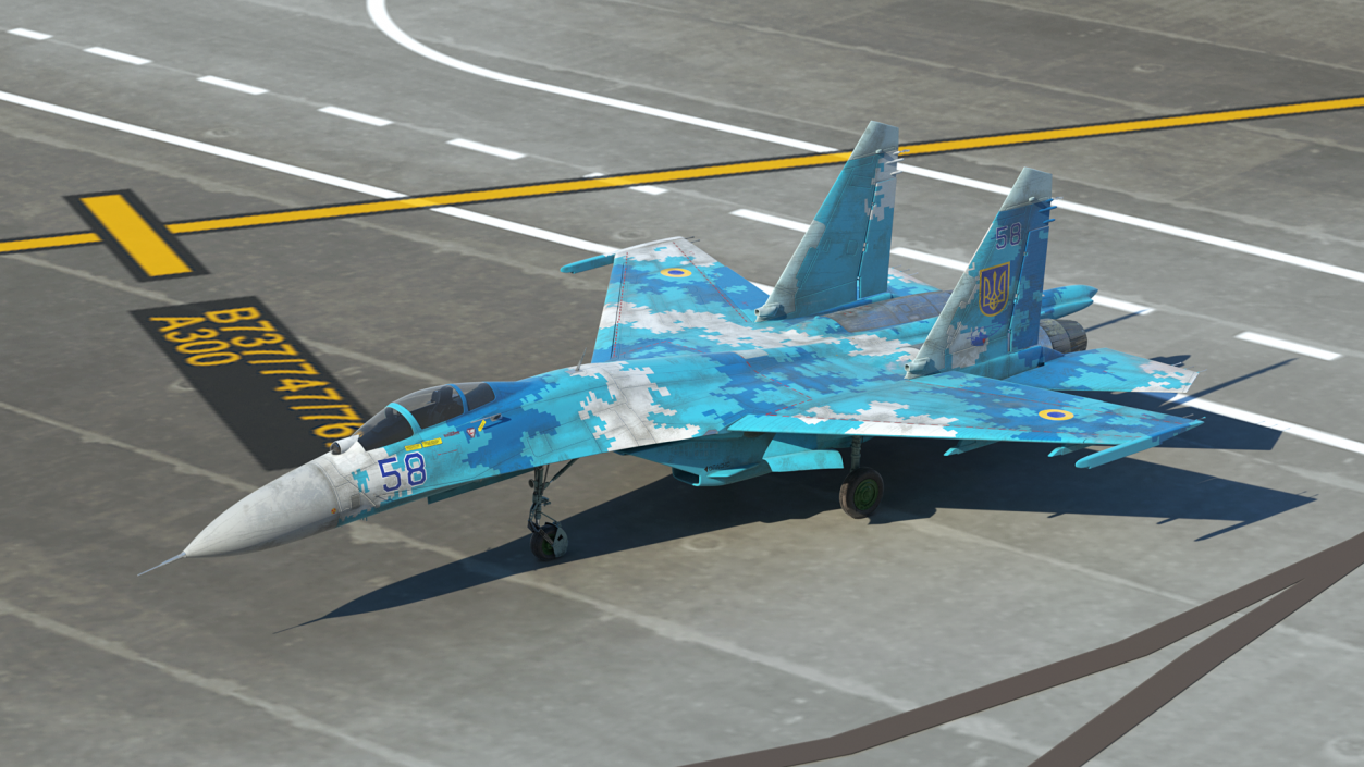 Ukrainian Air Force Sukhoi Su-27 Flanker Old 3D model