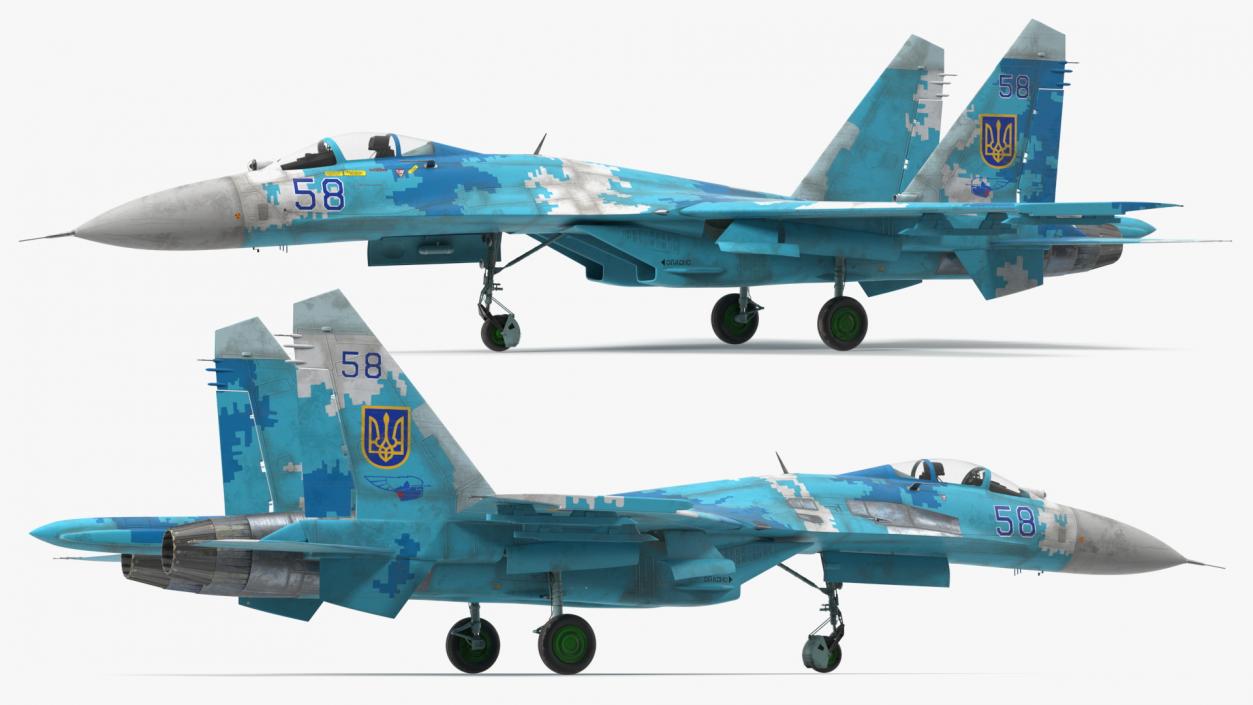 Ukrainian Air Force Sukhoi Su-27 Flanker Old 3D model