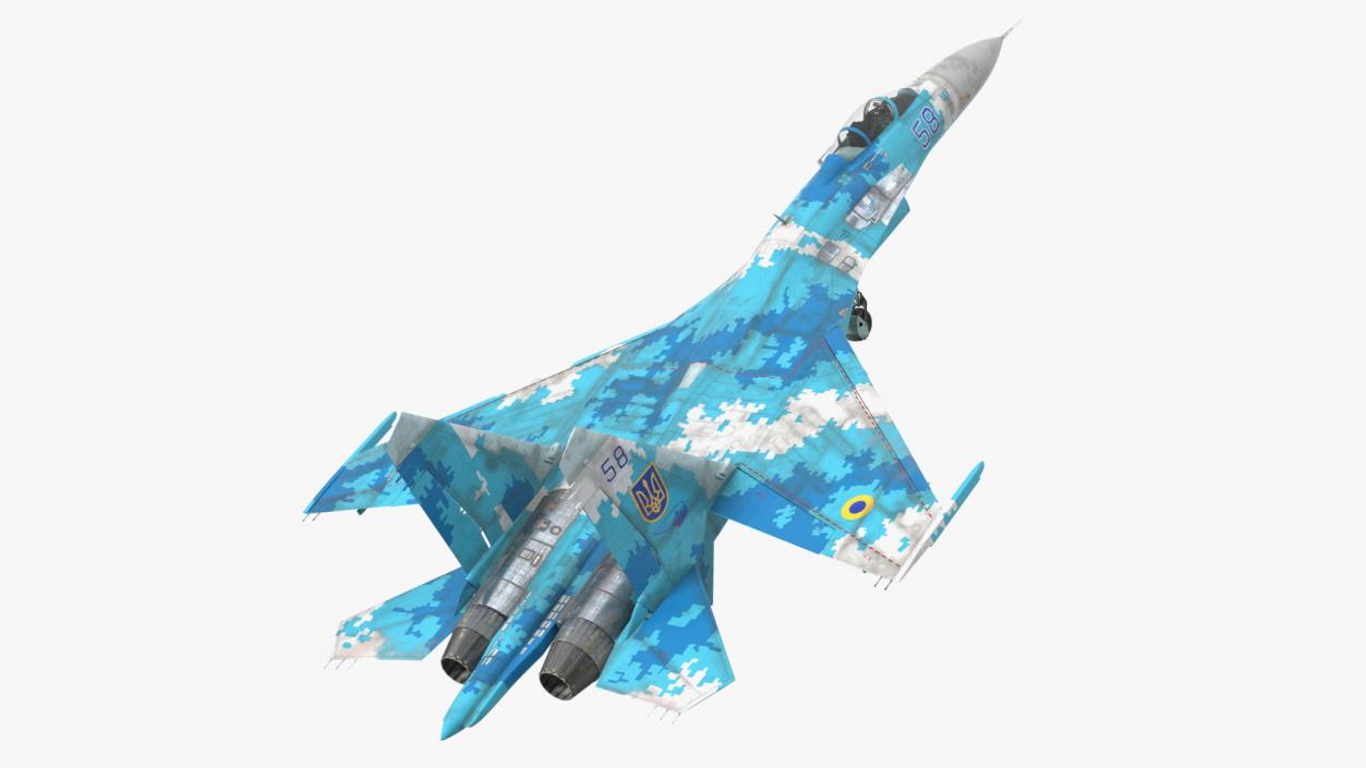 Ukrainian Air Force Sukhoi Su-27 Flanker Old 3D model