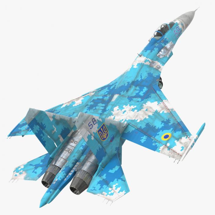 Ukrainian Air Force Sukhoi Su-27 Flanker Old 3D model