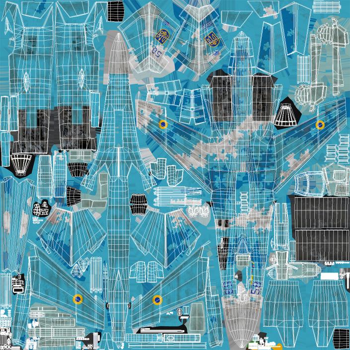 Ukrainian Air Force Sukhoi Su-27 Flanker Old 3D model