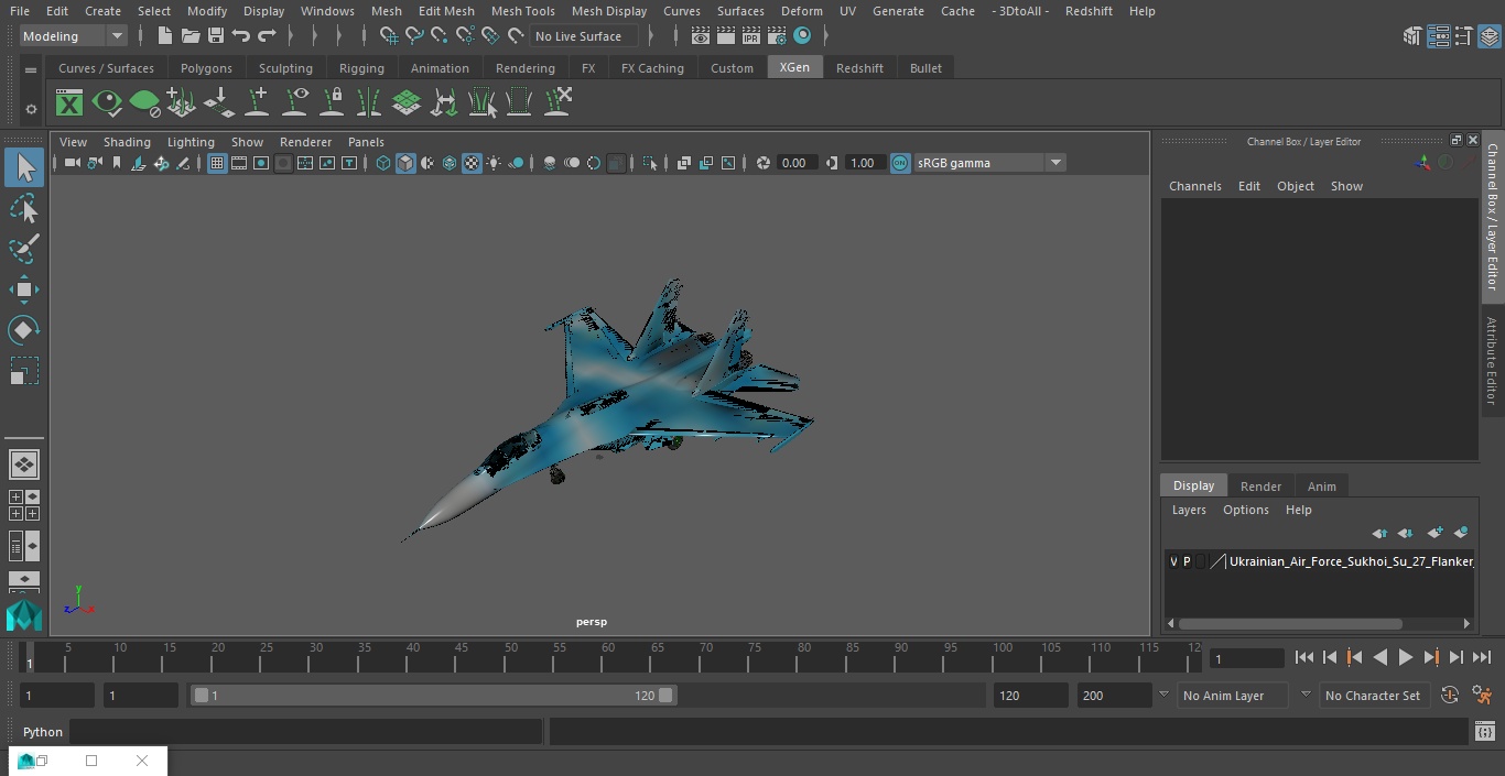 Ukrainian Air Force Sukhoi Su-27 Flanker Old 3D model