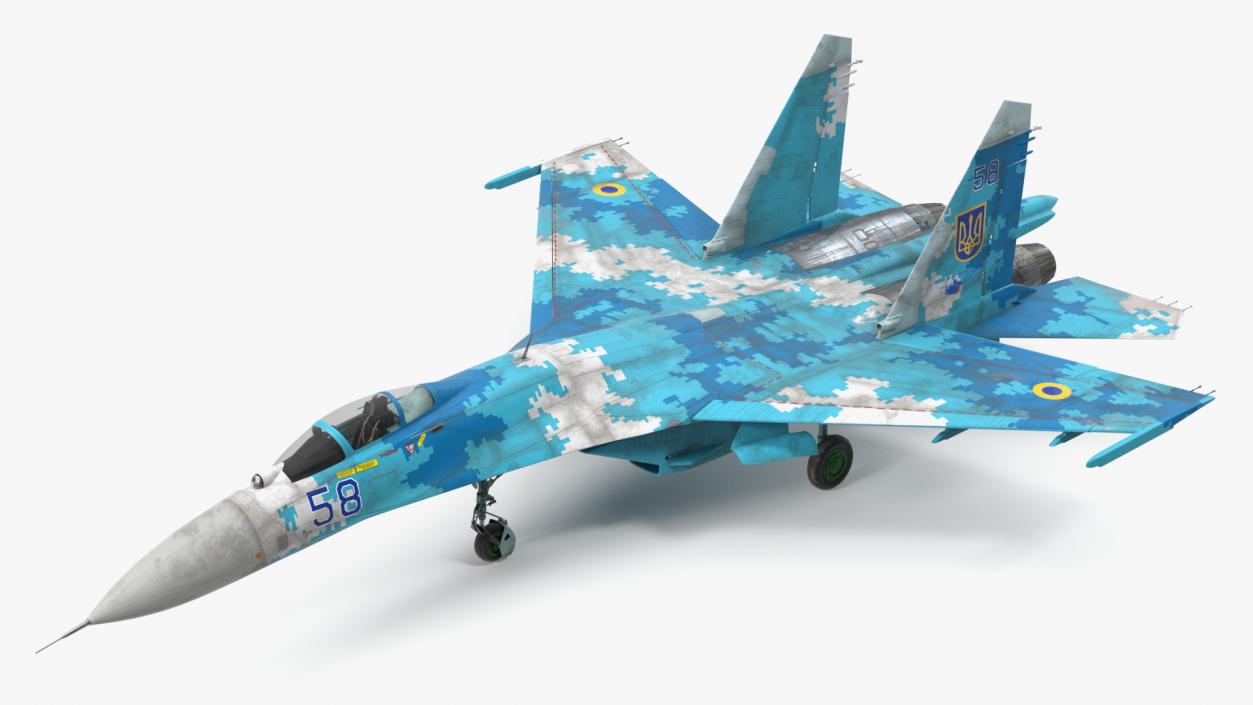 Ukrainian Air Force Sukhoi Su-27 Flanker Old 3D model