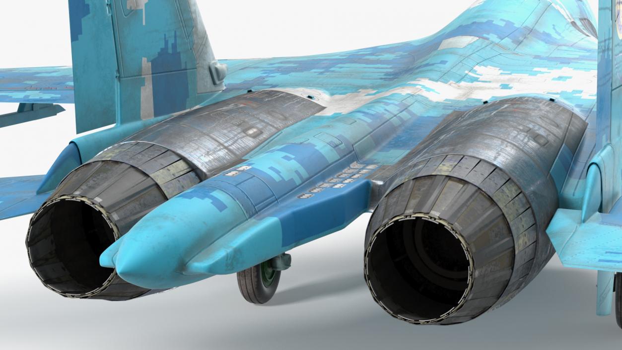 Ukrainian Air Force Sukhoi Su-27 Flanker Old 3D model