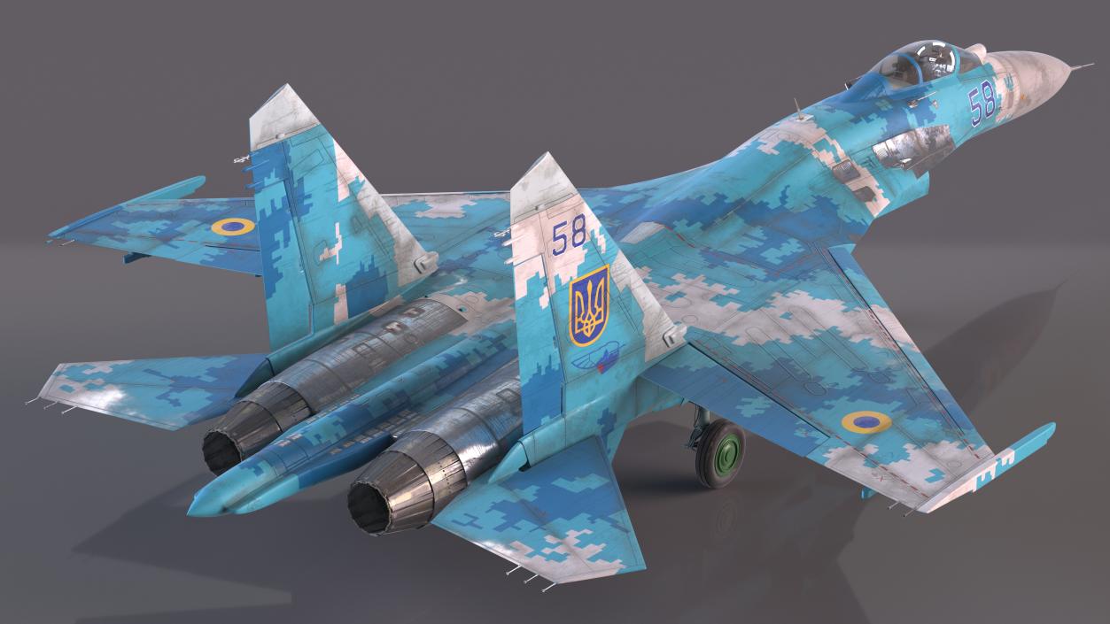 Ukrainian Air Force Sukhoi Su-27 Flanker Old 3D model