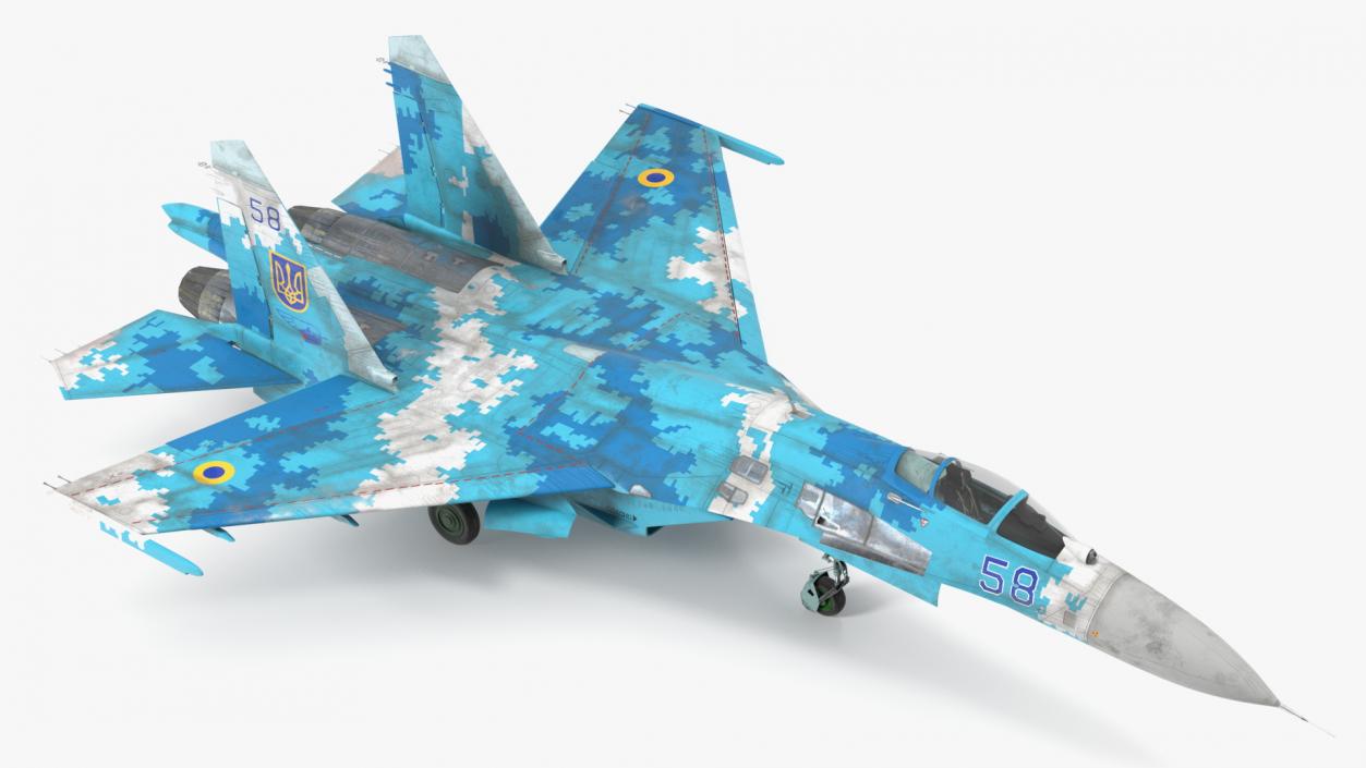 Ukrainian Air Force Sukhoi Su-27 Flanker Old 3D model