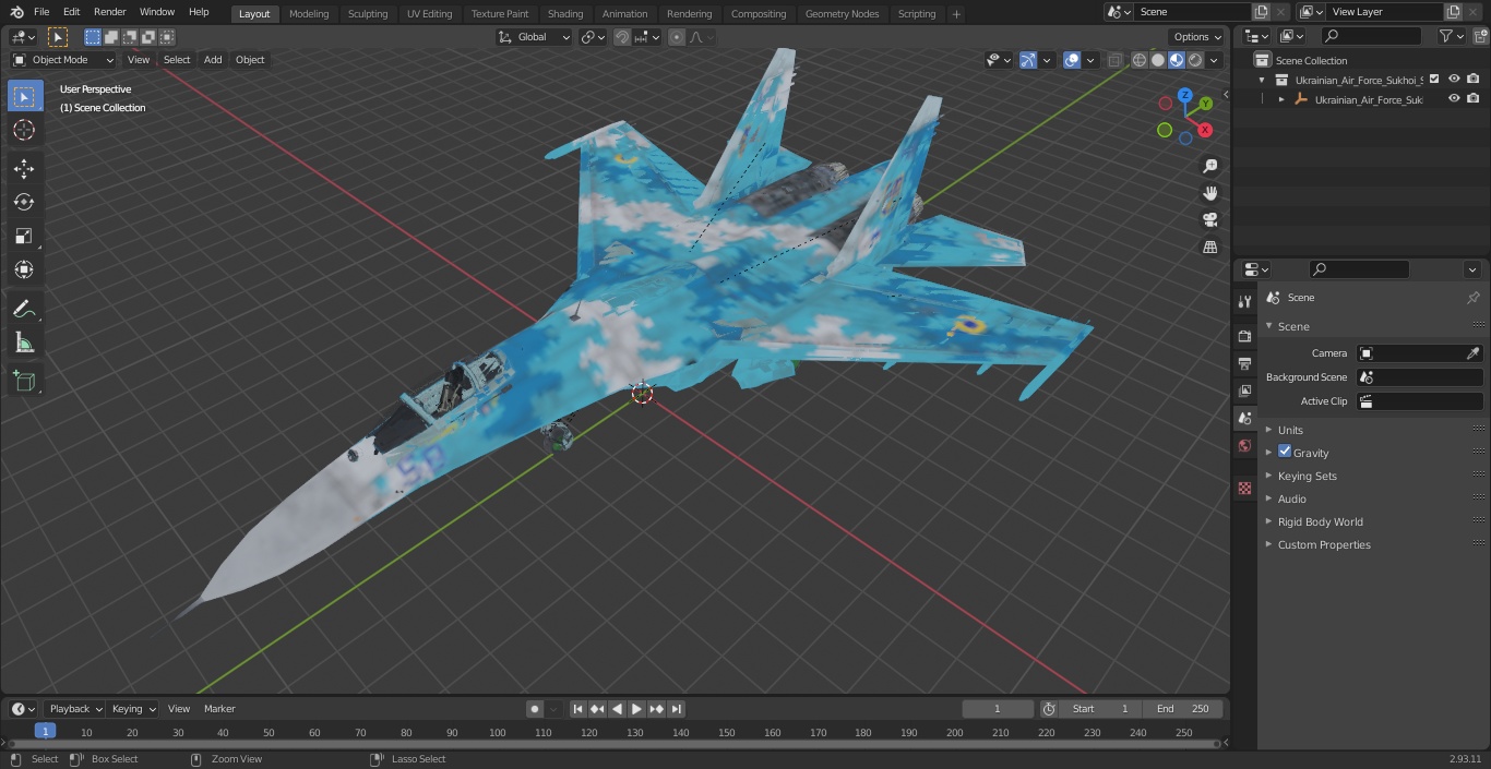 Ukrainian Air Force Sukhoi Su-27 Flanker Old 3D model