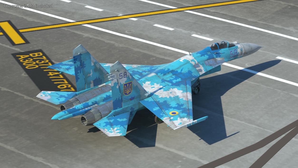 Ukrainian Air Force Sukhoi Su-27 Flanker Old 3D model