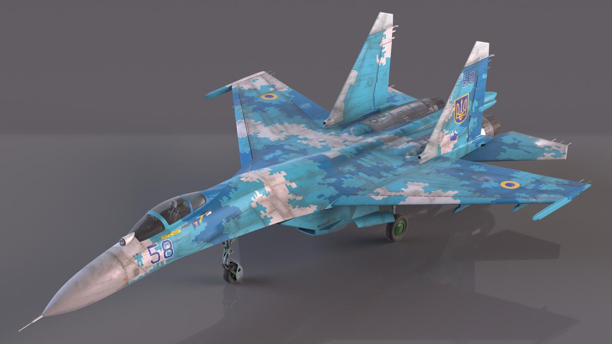 Ukrainian Air Force Sukhoi Su-27 Flanker Old 3D model