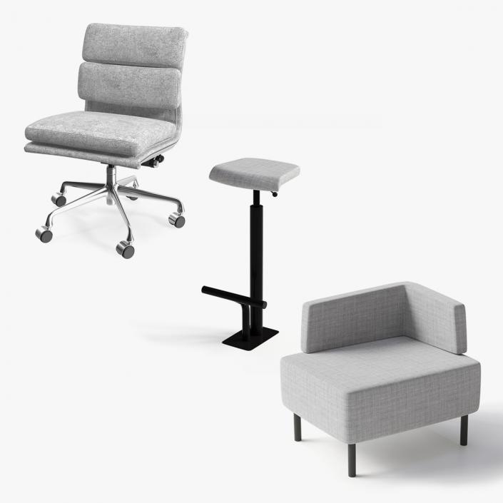 Office Chairs Grey Collection 3D model