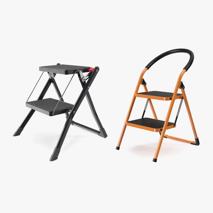 Ladder Folding Step Stools Collection 3D