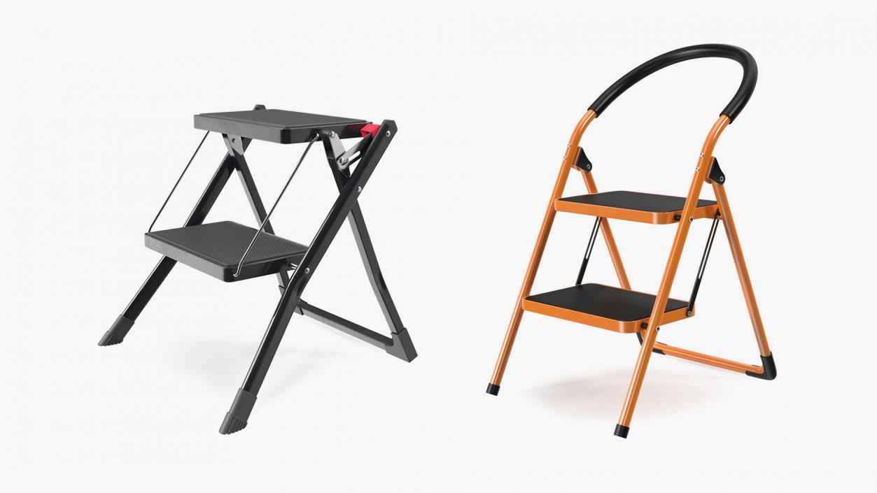 Ladder Folding Step Stools Collection 3D