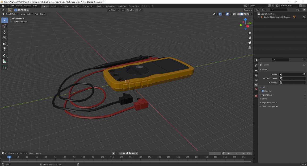 3D model Digital Multimeter with Probes