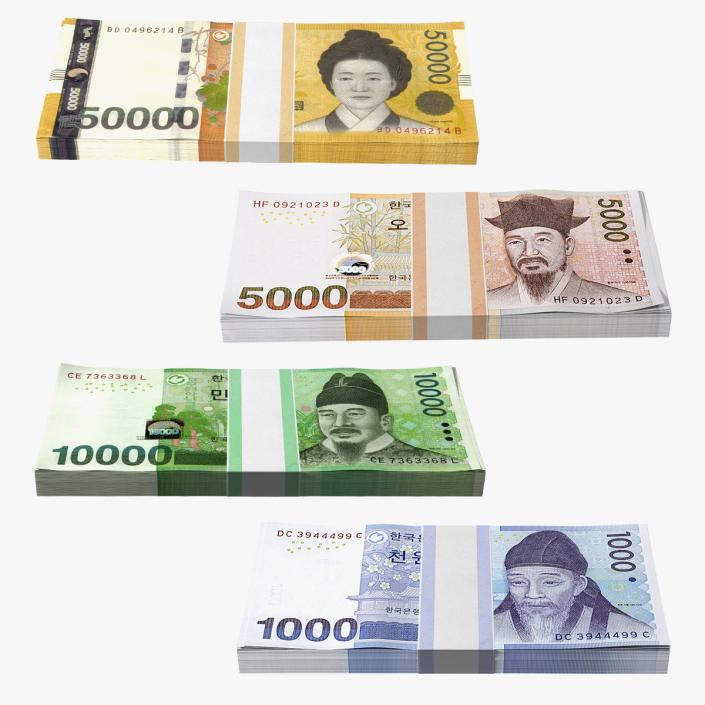 South Korean Banknote Bundles Collection 2 3D