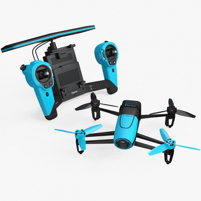 3D Parrot Bebop Quadcopter Drone Set model