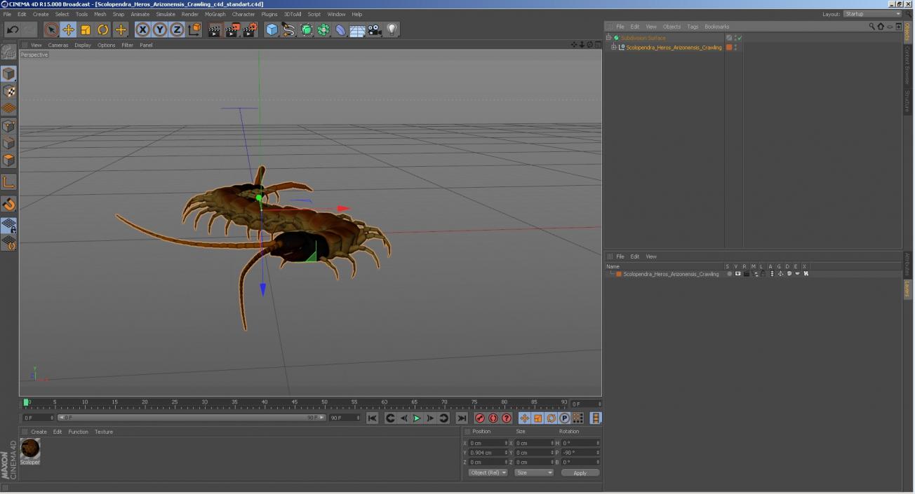 3D Scolopendra Heros Arizonensis Crawling model