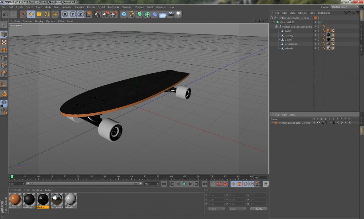 Fishtail Skateboard Generic 3D