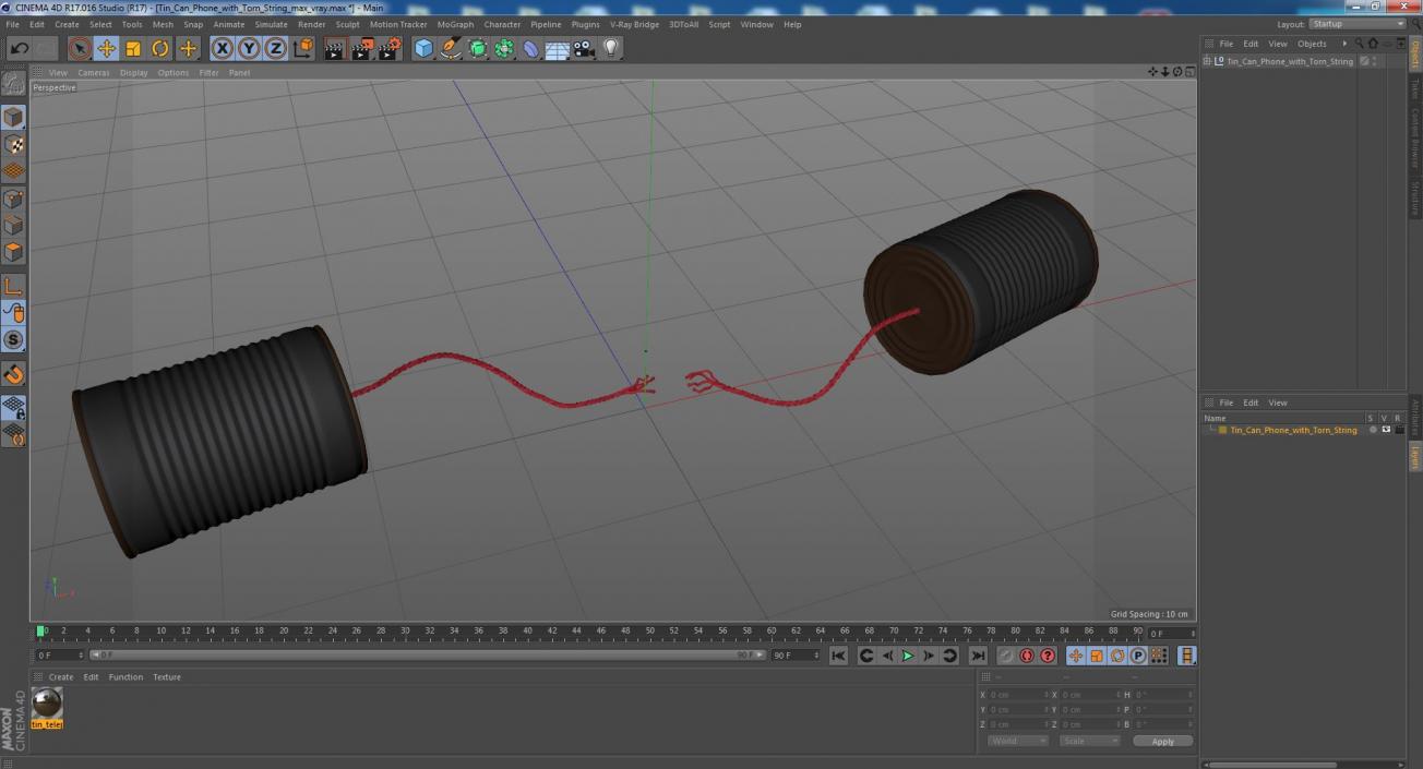 3D model Tin Can Phone with Torn String