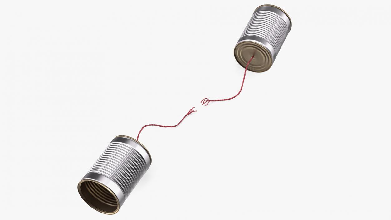 3D model Tin Can Phone with Torn String