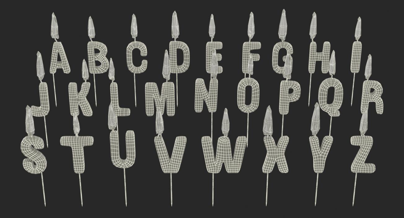 3D model Alphabet Birthday Candles Set with Flame