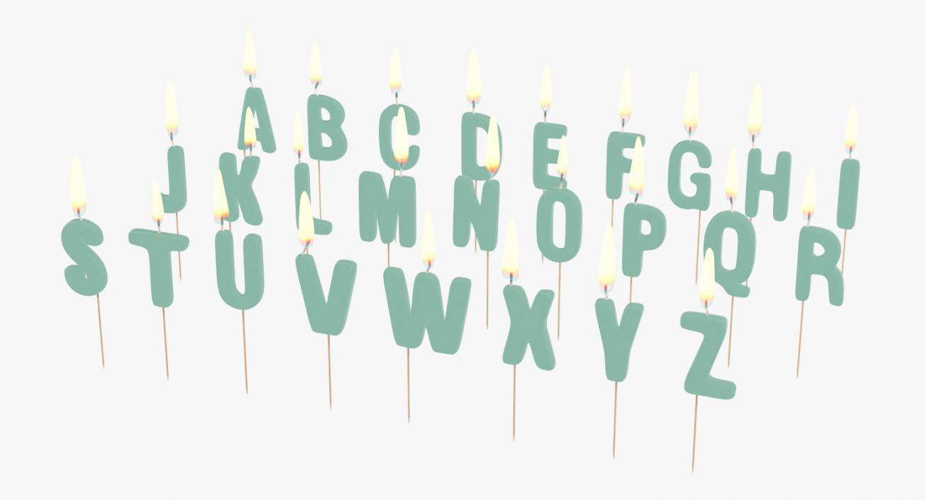 3D model Alphabet Birthday Candles Set with Flame