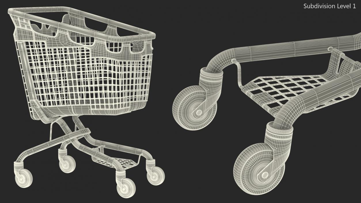 PP Plastic Shopping Cart 170L 3D model