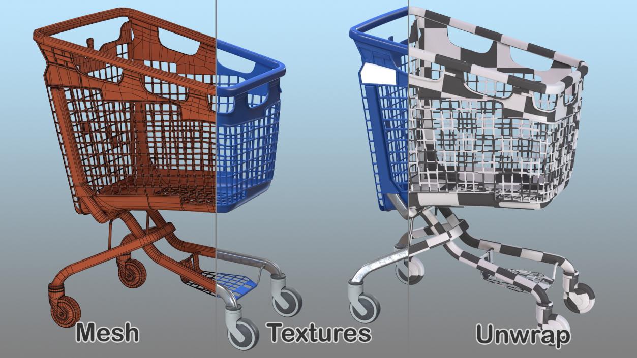 PP Plastic Shopping Cart 170L 3D model