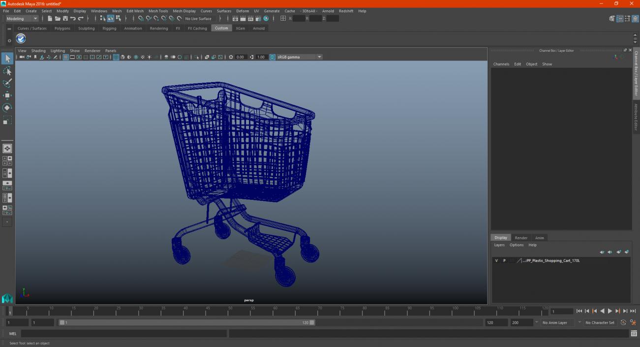 PP Plastic Shopping Cart 170L 3D model