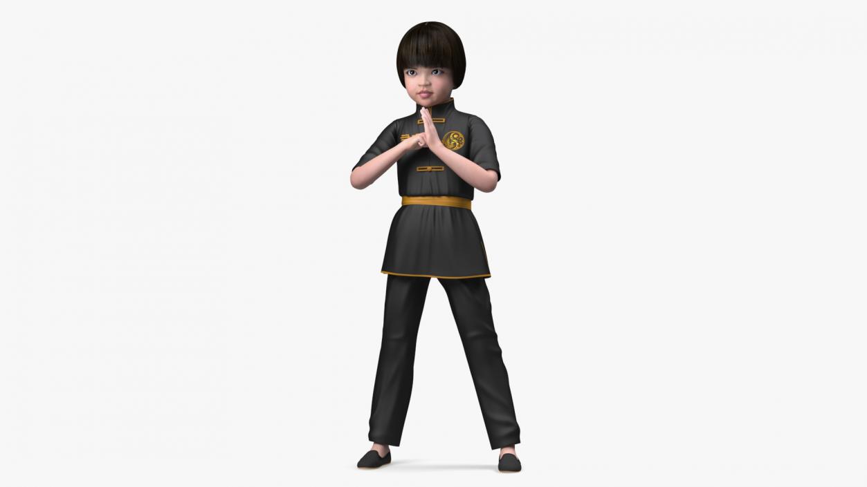 Chinese Girl Child Engaged in Martial Arts 3D