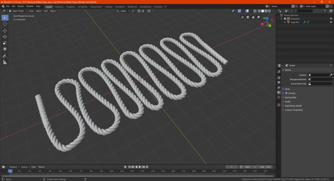 Workout Battle Rope 3D model