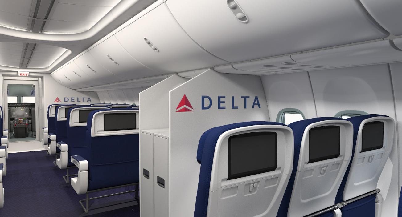 Boeing 737-900 ER Delta with Interior and Doors 3D