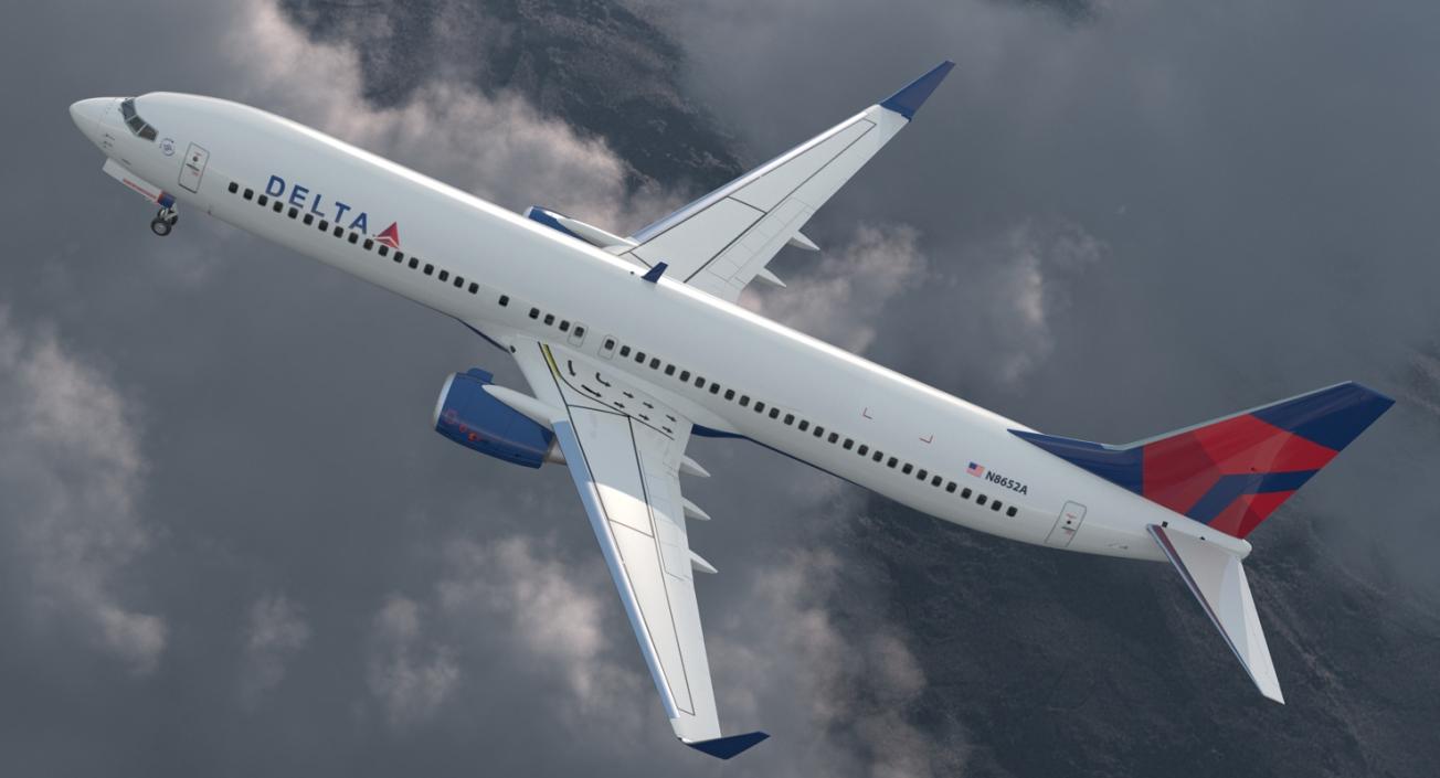 Boeing 737-900 ER Delta with Interior and Doors 3D