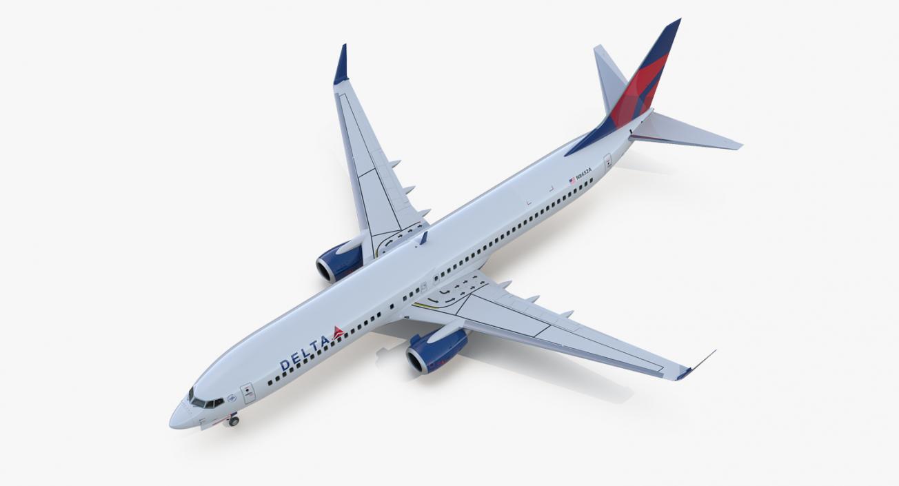 Boeing 737-900 ER Delta with Interior and Doors 3D