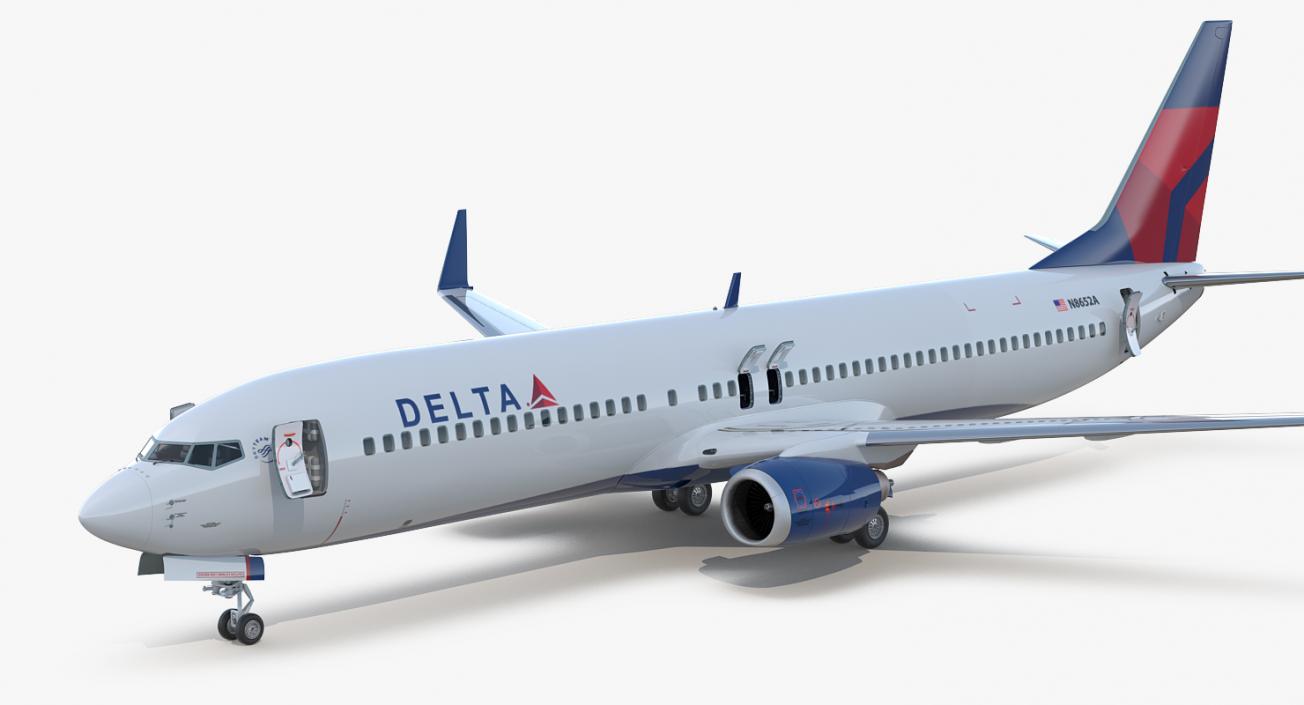 Boeing 737-900 ER Delta with Interior and Doors 3D