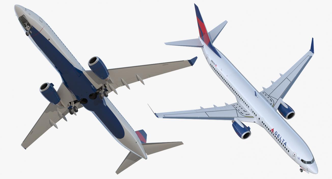 Boeing 737-900 ER Delta with Interior and Doors 3D