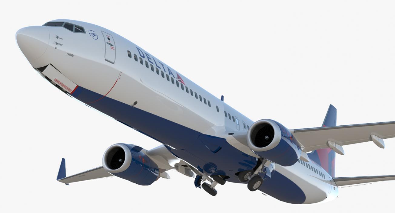 Boeing 737-900 ER Delta with Interior and Doors 3D