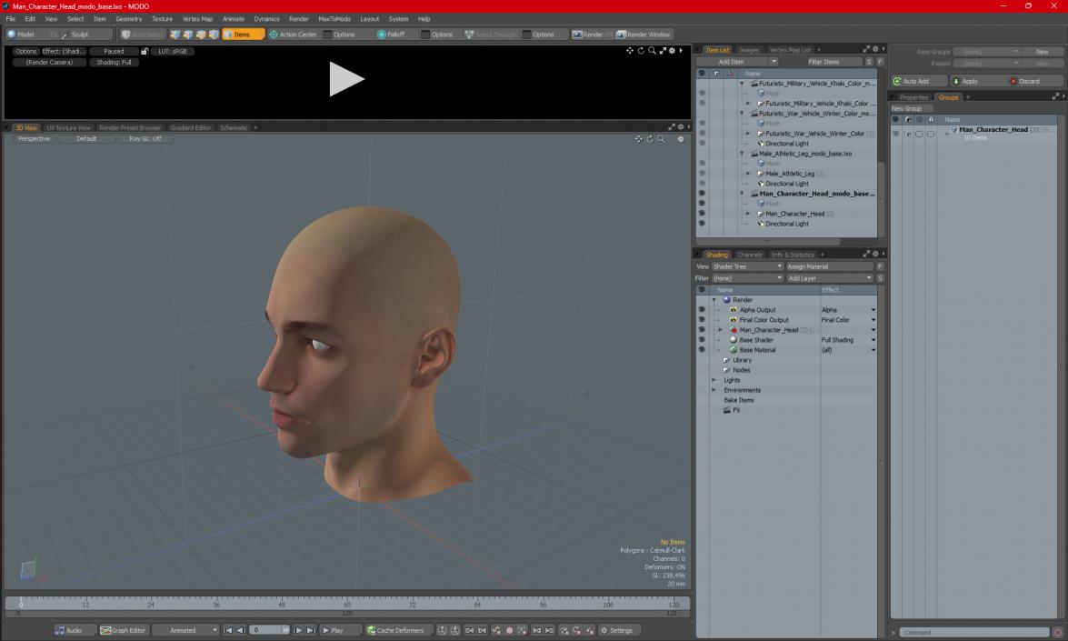 3D Man Character Head model