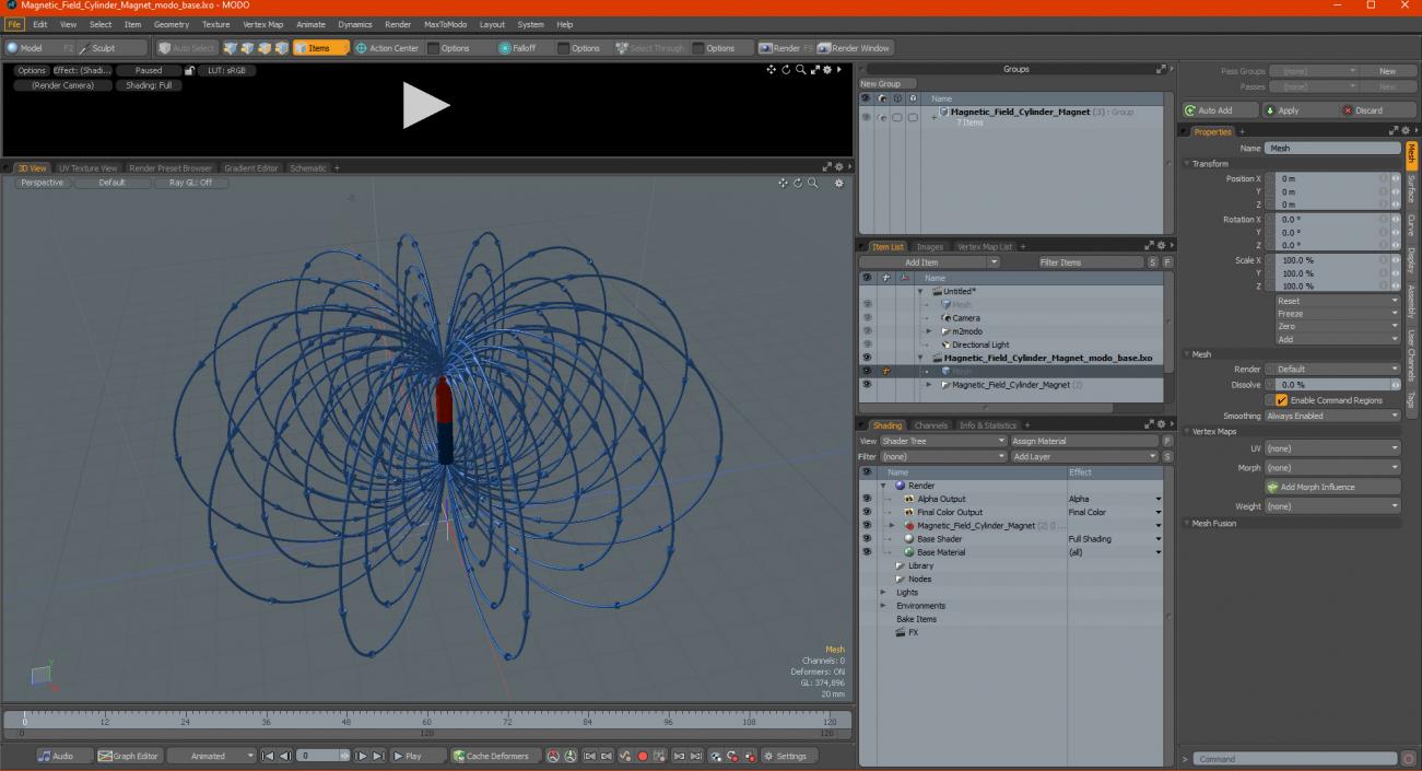 3D model Magnetic Field Cylinder Magnet