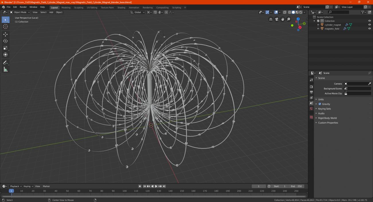 3D model Magnetic Field Cylinder Magnet