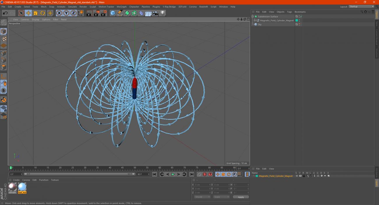 3D model Magnetic Field Cylinder Magnet